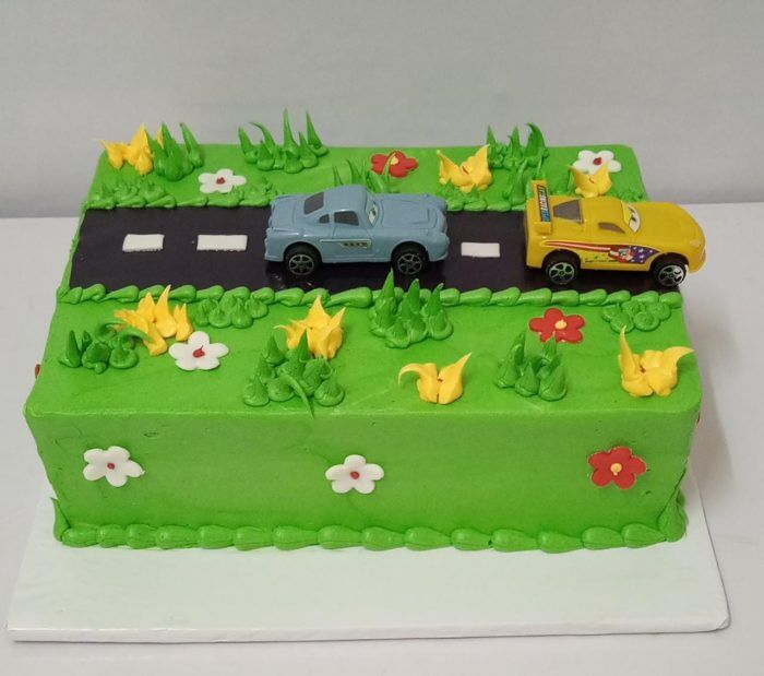 Cars on Road themed Cake