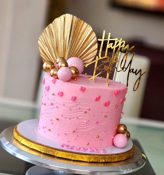 Pink decor chocolate cake